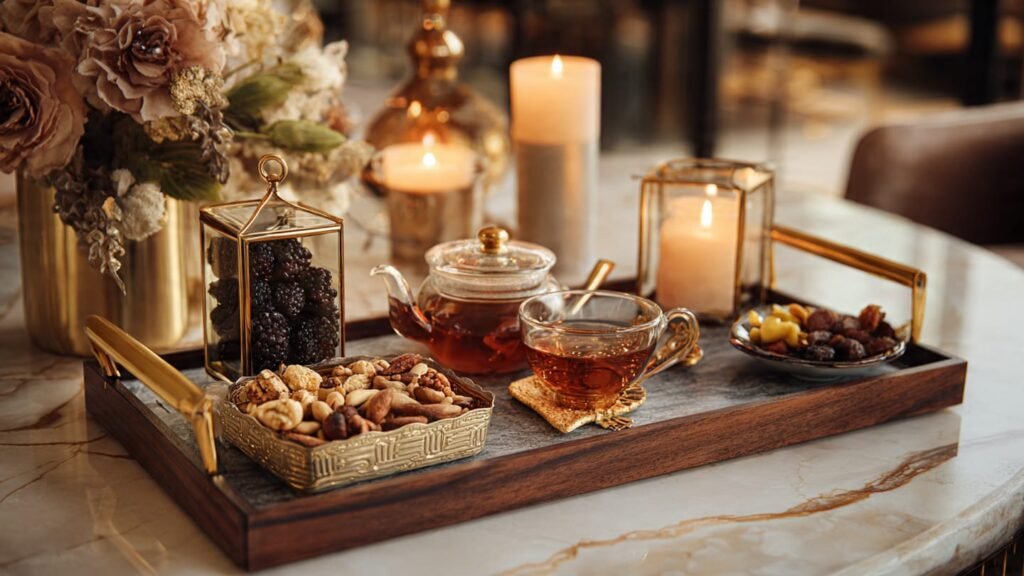 Serve in Style: Elevate Your Gatherings with Our Luxe Wooden Brass Tray
